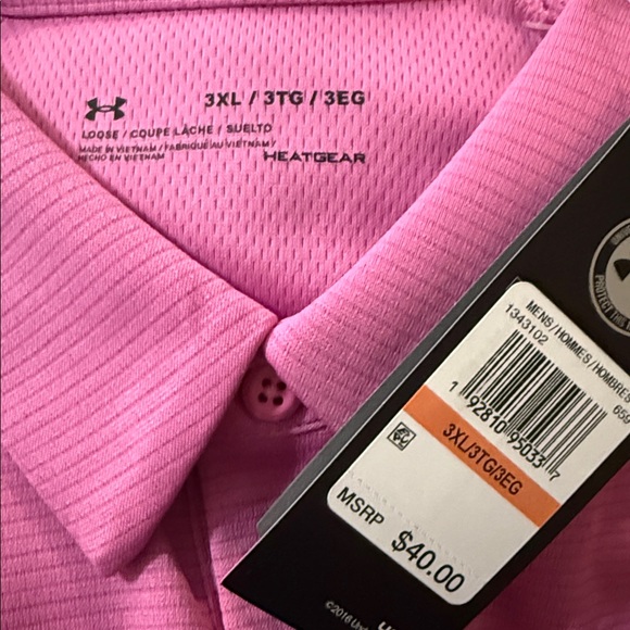 (3 pk for $50) Under Armour Men's Corporate Rival Short Sleeve Polo Pink 3XL - Picture 8 of 10